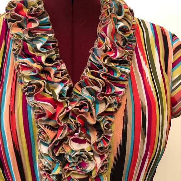 Multicolored, Ruffled Blouse - Picture 4 of 6
